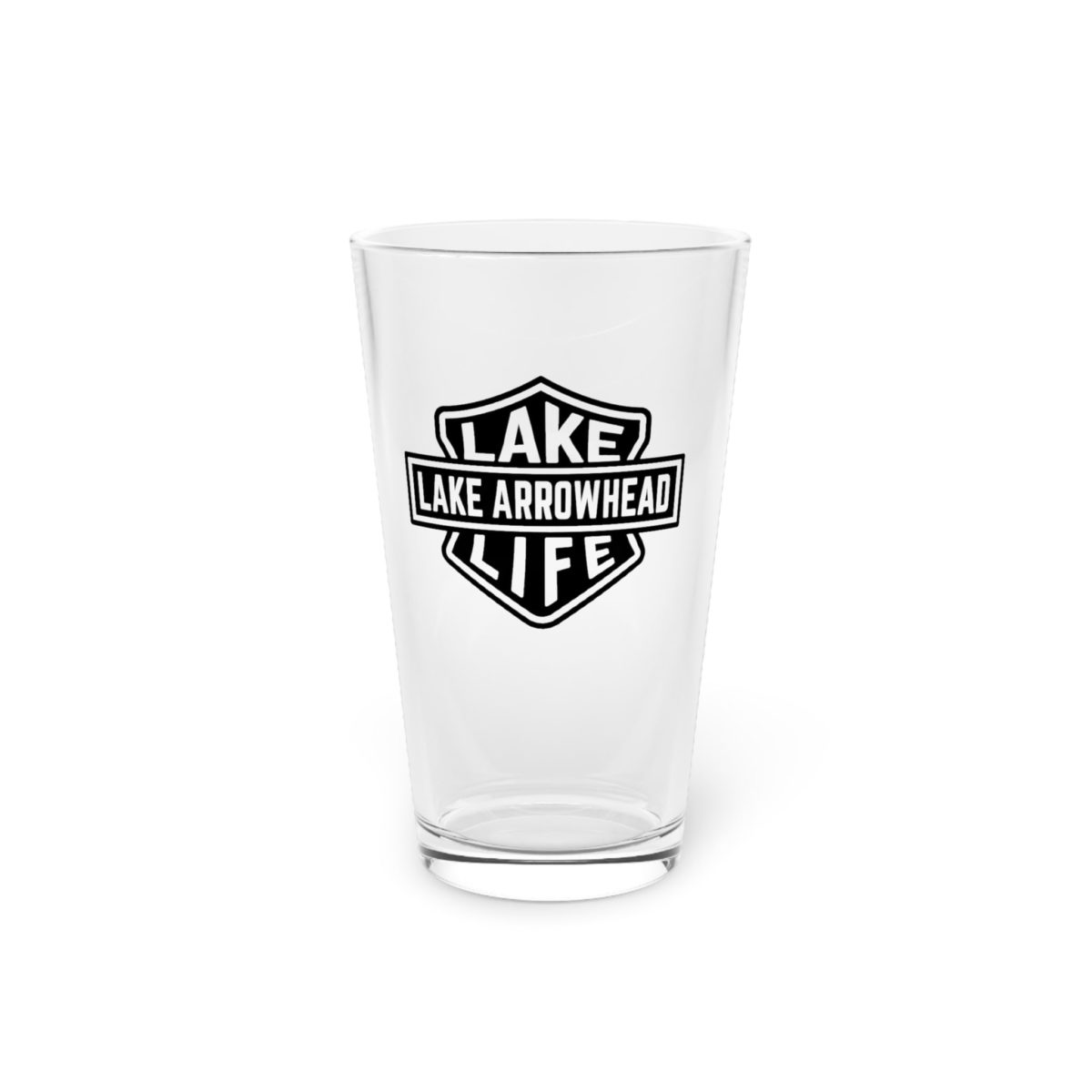 lake arrowhead souvenir beer glass lake life badge